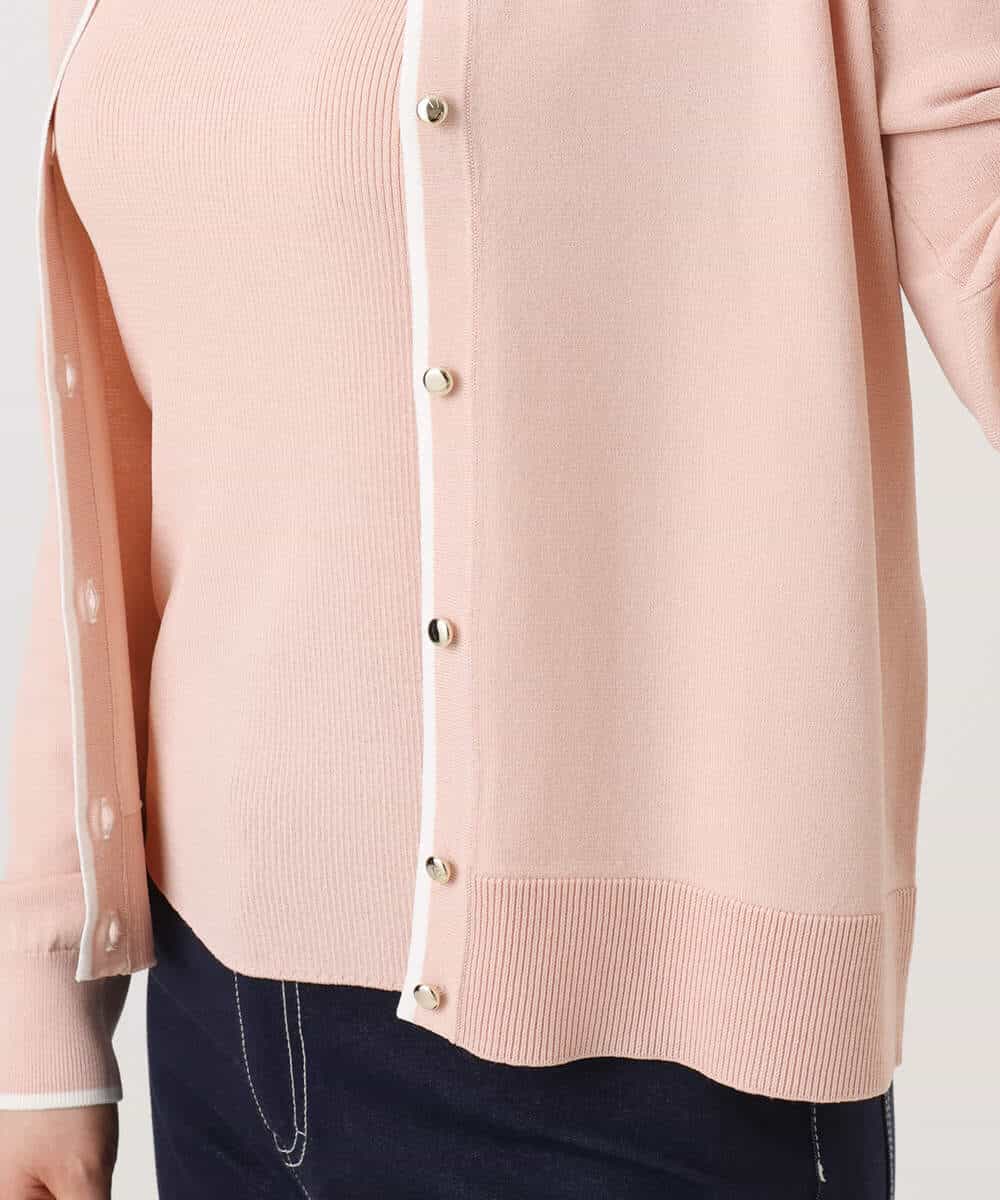 FIFFD03100 OFUON le MK(オフオン　ル　エムケー) 配色ラインアンサンブル（カーディガン&ニットプルオーバー）/UVカット/洗える/WEB限定サイズあり ライトピンク