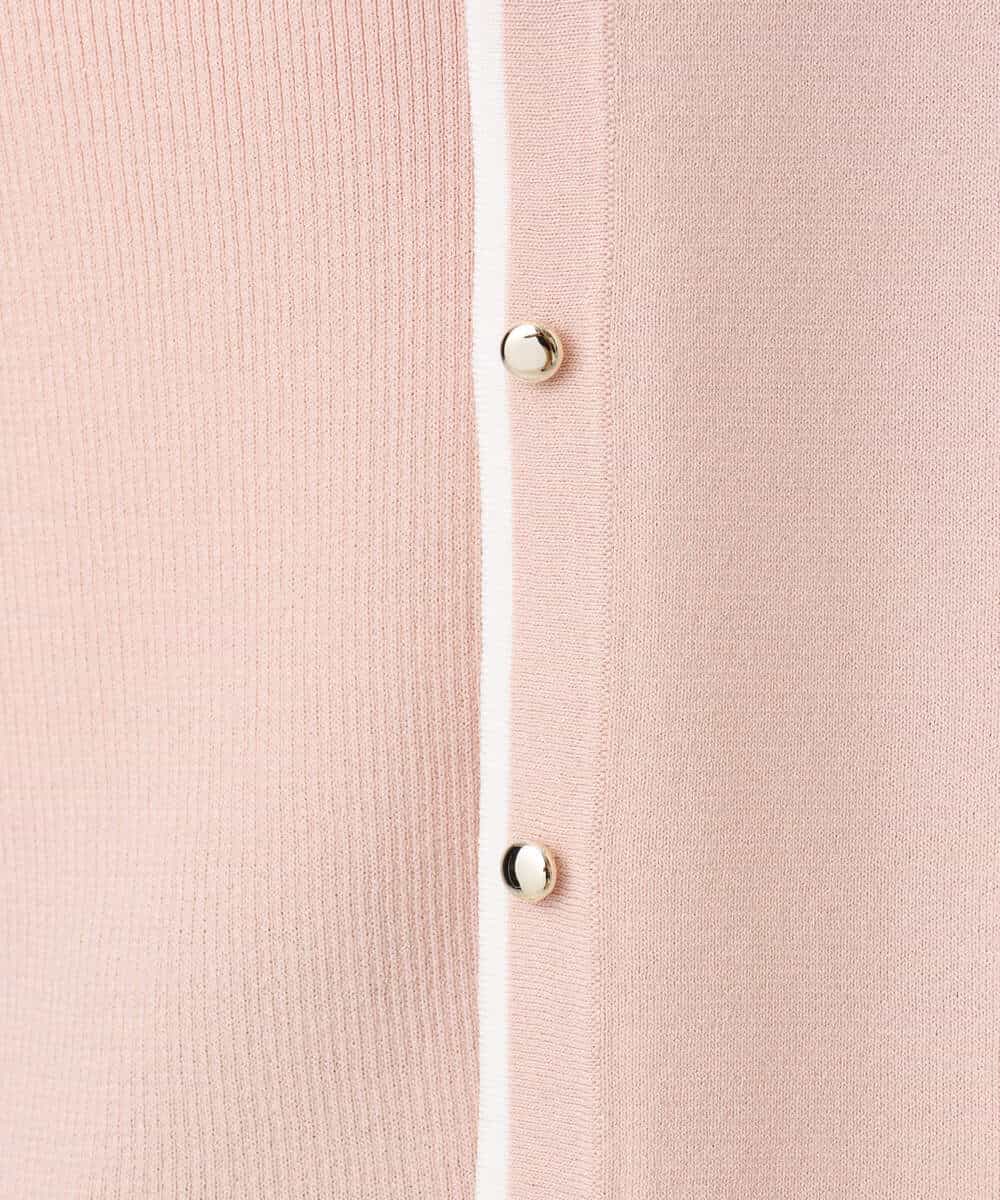 FIFFD03100 OFUON le MK(オフオン　ル　エムケー) 配色ラインアンサンブル（カーディガン&ニットプルオーバー）/UVカット/洗える/WEB限定サイズあり ライトピンク