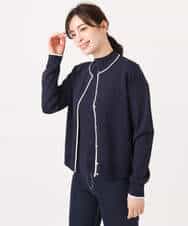 FIFFD03100 OFUON le MK(オフオン　ル　エムケー) 配色ラインアンサンブル（カーディガン&ニットプルオーバー）/UVカット/洗える/WEB限定サイズあり ライトピンク