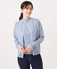 FIFFD03100 OFUON le MK(オフオン　ル　エムケー) 配色ラインアンサンブル（カーディガン&ニットプルオーバー）/UVカット/洗える/WEB限定サイズあり ライトピンク