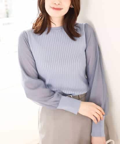 FIFGA31070 OFUON le MK シフォンチュール袖ニット/洗える/WEB限定サイズあり