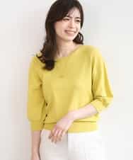 FIFGD02050 OFUON le MK(オフオン　ル　エムケー) ハイゲージ五分袖ニット/接触冷感/洗える/WEB限定サイズあり イエロー