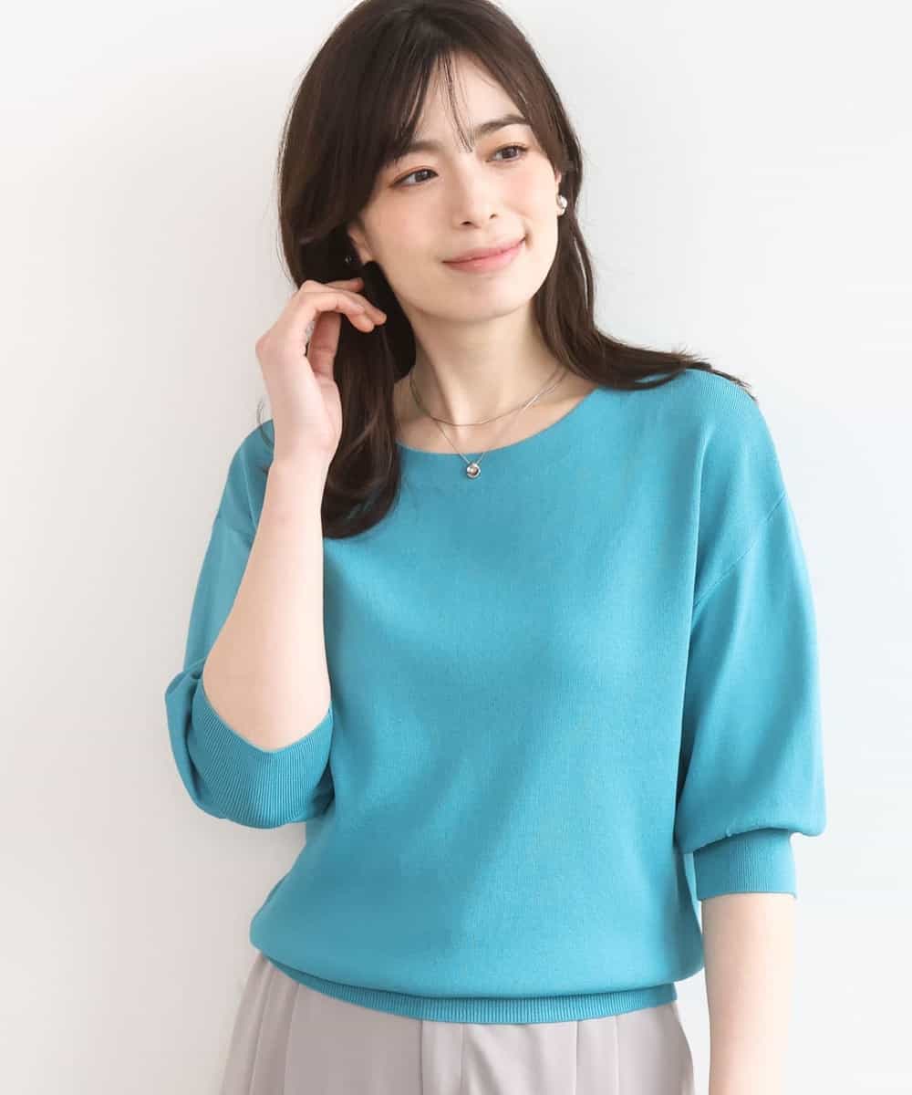 FIFGD02050 OFUON le MK(オフオン　ル　エムケー) ハイゲージ五分袖ニット/接触冷感/洗える/WEB限定サイズあり イエロー