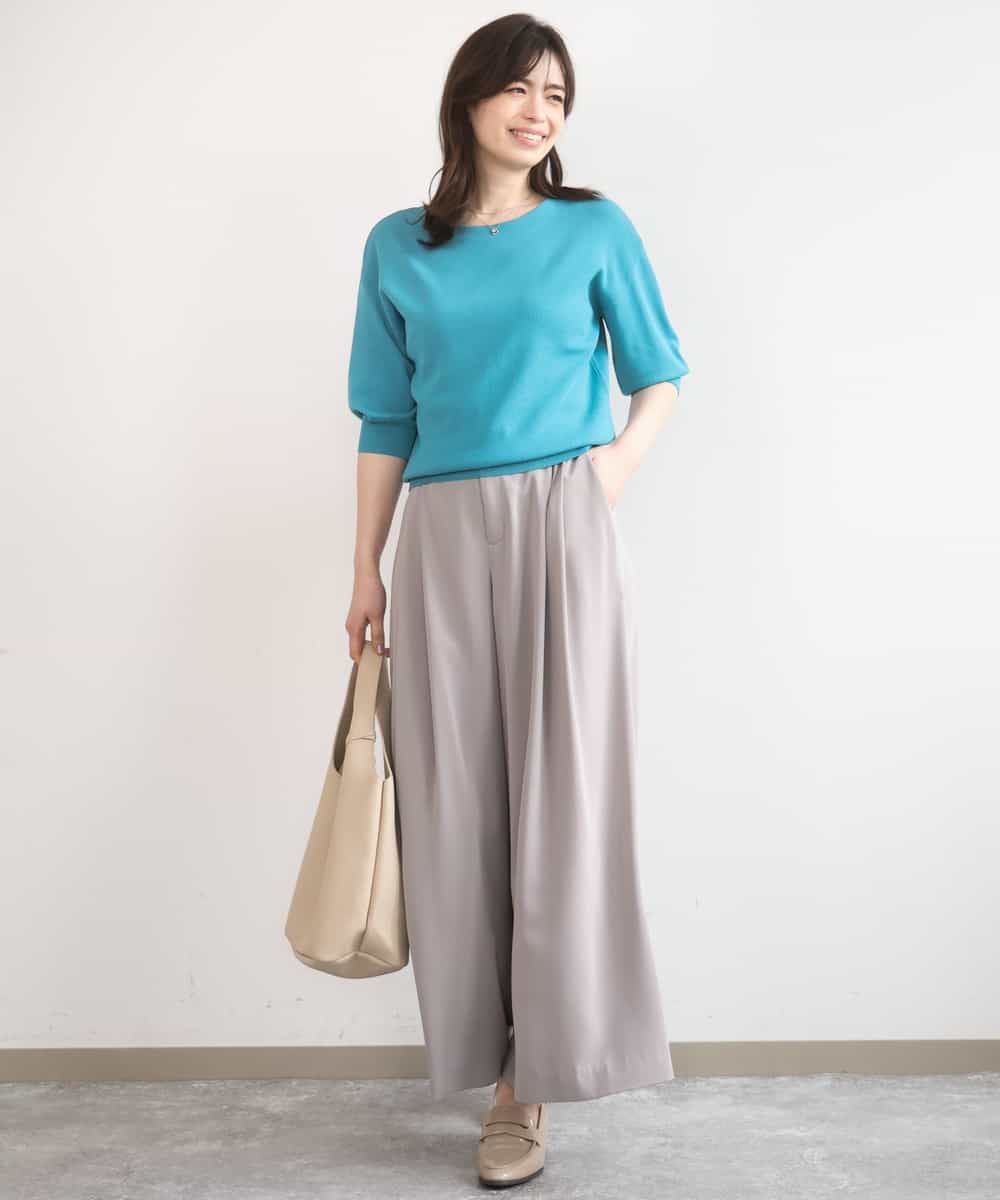 FIFGD02050 OFUON le MK(オフオン　ル　エムケー) ハイゲージ五分袖ニット/接触冷感/洗える/WEB限定サイズあり イエロー