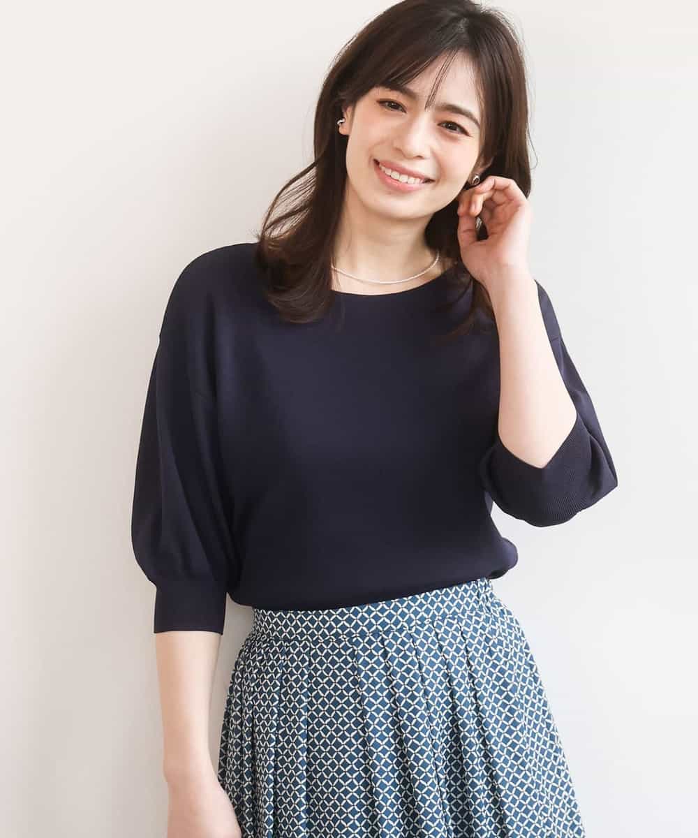 FIFGD02050 OFUON le MK(オフオン　ル　エムケー) ハイゲージ五分袖ニット/接触冷感/洗える/WEB限定サイズあり イエロー