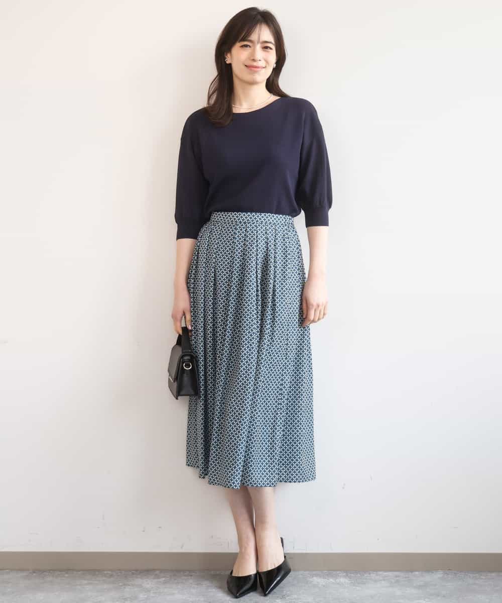 FIFGD02050 OFUON le MK(オフオン　ル　エムケー) ハイゲージ五分袖ニット/接触冷感/洗える/WEB限定サイズあり イエロー