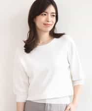 FIFGD02050 OFUON le MK(オフオン　ル　エムケー) ハイゲージ五分袖ニット/接触冷感/洗える/WEB限定サイズあり イエロー