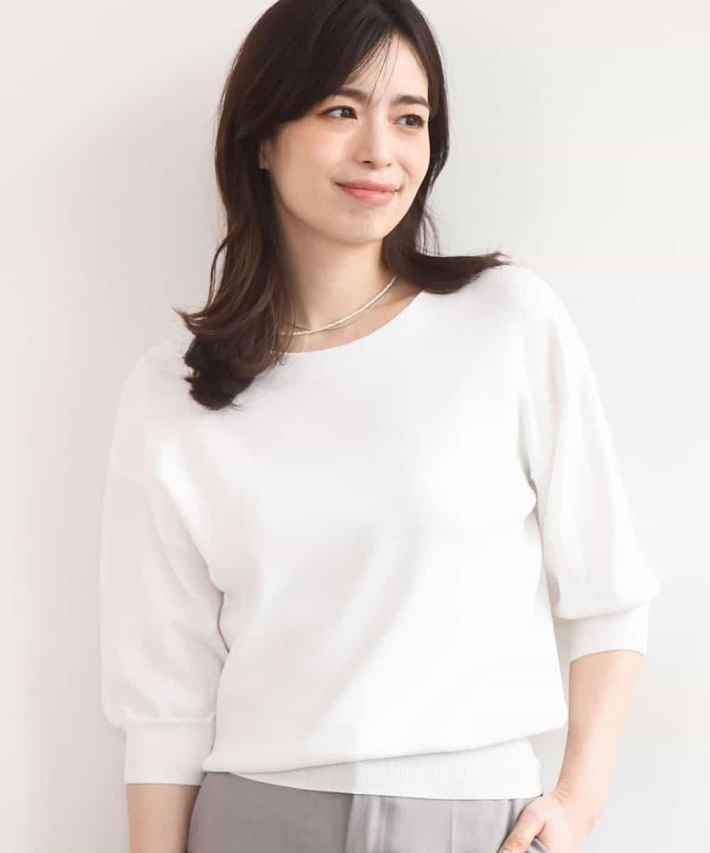 FIFGD02050 OFUON le MK(オフオン　ル　エムケー) ハイゲージ五分袖ニット/接触冷感/洗える/WEB限定サイズあり イエロー