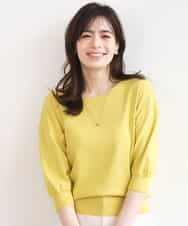 FIFGD02050 OFUON le MK(オフオン　ル　エムケー) ハイゲージ五分袖ニット/接触冷感/洗える/WEB限定サイズあり イエロー