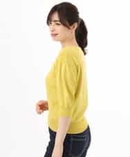FIFGD02050 OFUON le MK(オフオン　ル　エムケー) ハイゲージ五分袖ニット/接触冷感/洗える/WEB限定サイズあり イエロー