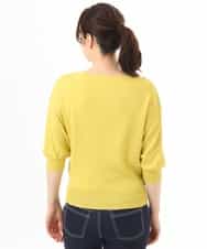FIFGD02050 OFUON le MK(オフオン　ル　エムケー) ハイゲージ五分袖ニット/接触冷感/洗える/WEB限定サイズあり イエロー