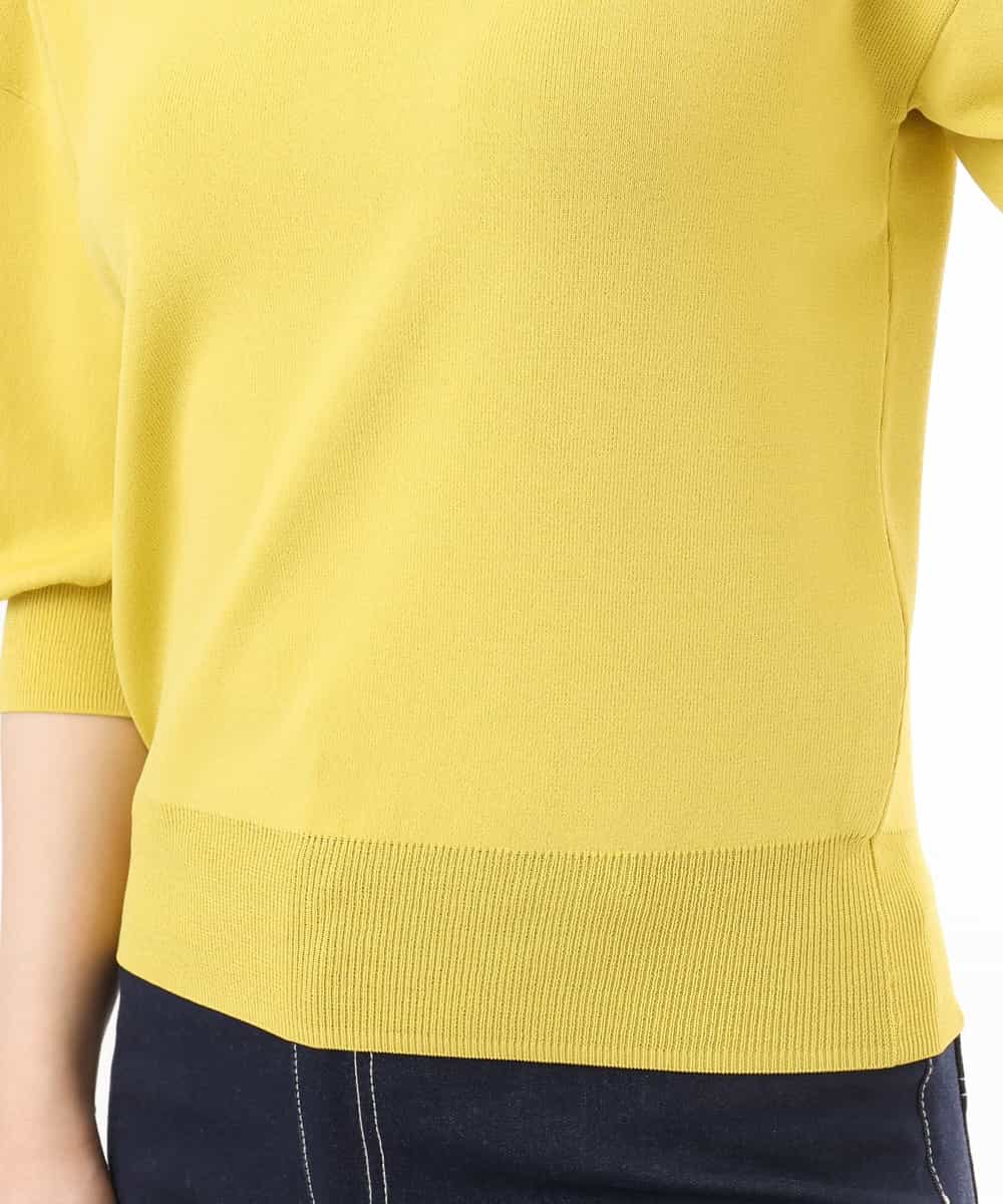 FIFGD02050 OFUON le MK(オフオン　ル　エムケー) ハイゲージ五分袖ニット/接触冷感/洗える/WEB限定サイズあり イエロー