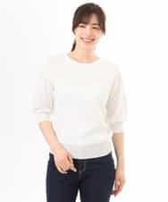 FIFGD02050 OFUON le MK(オフオン　ル　エムケー) ハイゲージ五分袖ニット/接触冷感/洗える/WEB限定サイズあり イエロー