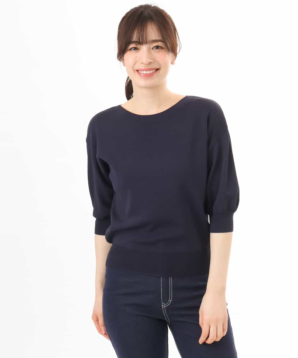 FIFGD02050 OFUON le MK(オフオン　ル　エムケー) ハイゲージ五分袖ニット/接触冷感/洗える/WEB限定サイズあり イエロー