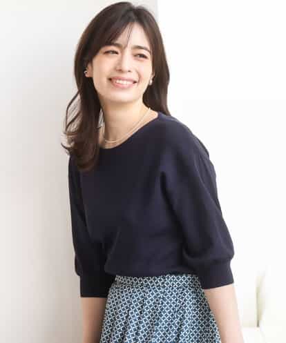 FIFGD02050 OFUON le MK ハイゲージ五分袖ニット/接触冷感/洗える/WEB限定サイズあり