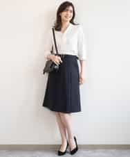 FIFGD20063 OFUON le MK(オフオン　ル　エムケー) ボウタイデザイン六分袖ニット/接触冷感/洗える/WEB限定サイズあり ブルー