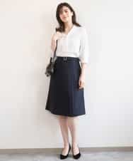 FIFGD20063 OFUON le MK(オフオン　ル　エムケー) ボウタイデザイン六分袖ニット/接触冷感/洗える/WEB限定サイズあり ブルー