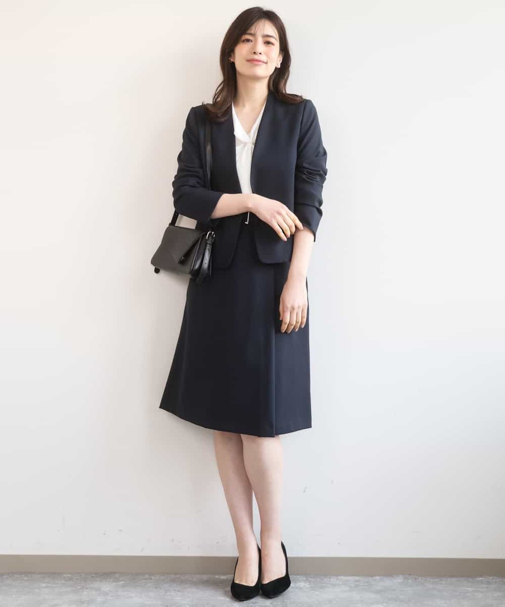 FIFGD20063 OFUON le MK(オフオン　ル　エムケー) ボウタイデザイン六分袖ニット/接触冷感/洗える/WEB限定サイズあり ブルー