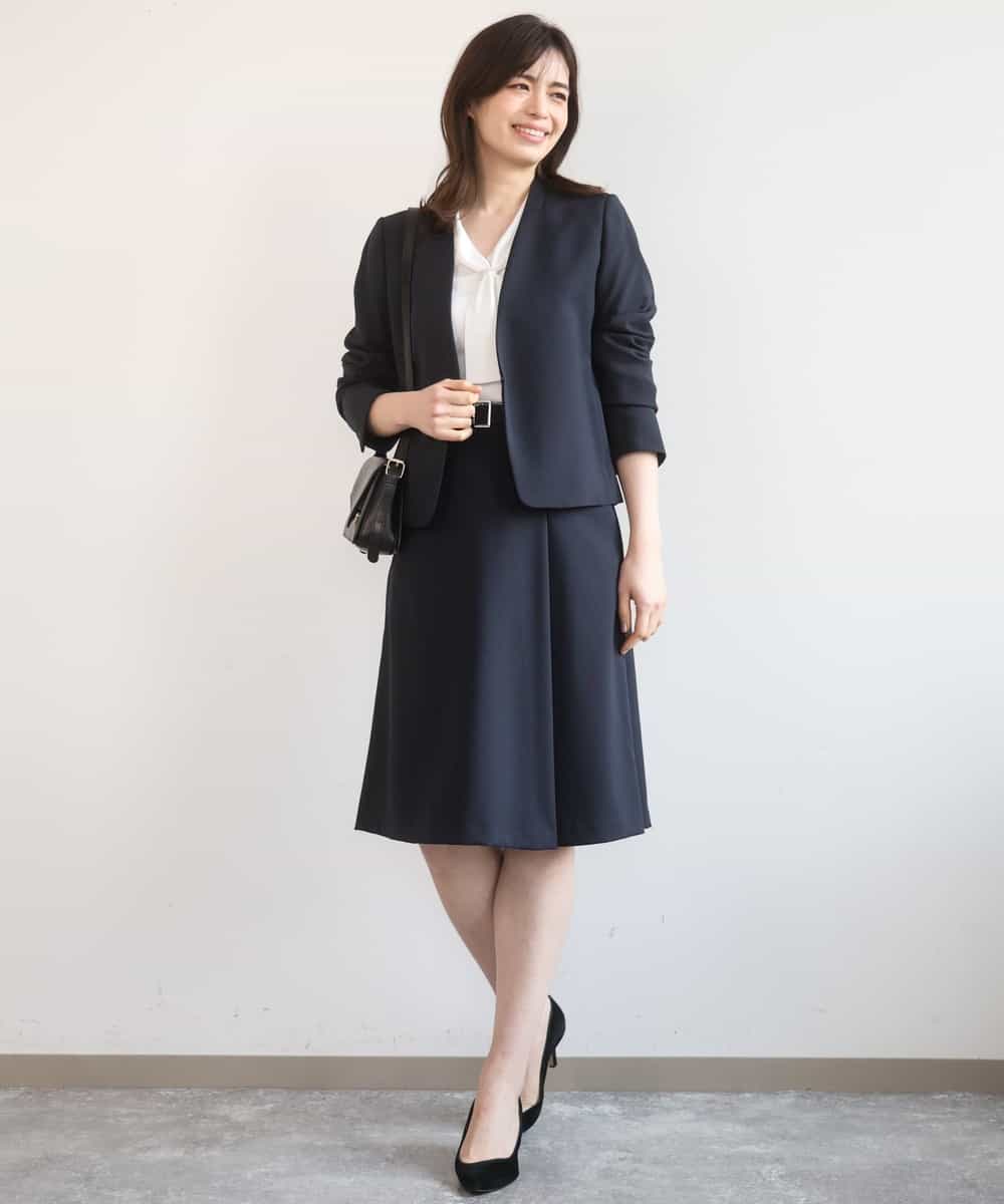 FIFGD20063 OFUON le MK(オフオン　ル　エムケー) ボウタイデザイン六分袖ニット/接触冷感/洗える/WEB限定サイズあり ブルー