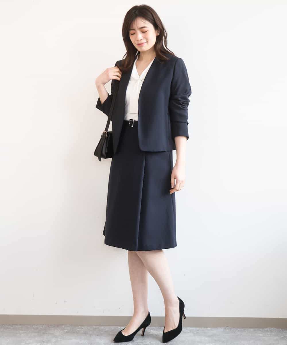 FIFGD20063 OFUON le MK(オフオン　ル　エムケー) ボウタイデザイン六分袖ニット/接触冷感/洗える/WEB限定サイズあり ブルー