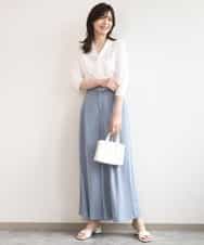 FIFGD20063 OFUON le MK(オフオン　ル　エムケー) ボウタイデザイン六分袖ニット/接触冷感/洗える/WEB限定サイズあり ブルー