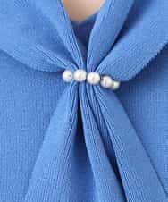 FIFGD20063 OFUON le MK(オフオン　ル　エムケー) ボウタイデザイン六分袖ニット/接触冷感/洗える/WEB限定サイズあり ブルー