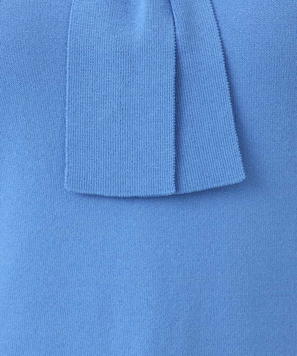 FIFGD20063 OFUON le MK(オフオン　ル　エムケー) ボウタイデザイン六分袖ニット/接触冷感/洗える/WEB限定サイズあり ブルー