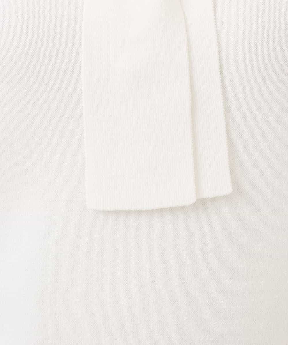 FIFGD20063 OFUON le MK(オフオン　ル　エムケー) ボウタイデザイン六分袖ニット/接触冷感/洗える/WEB限定サイズあり ブルー