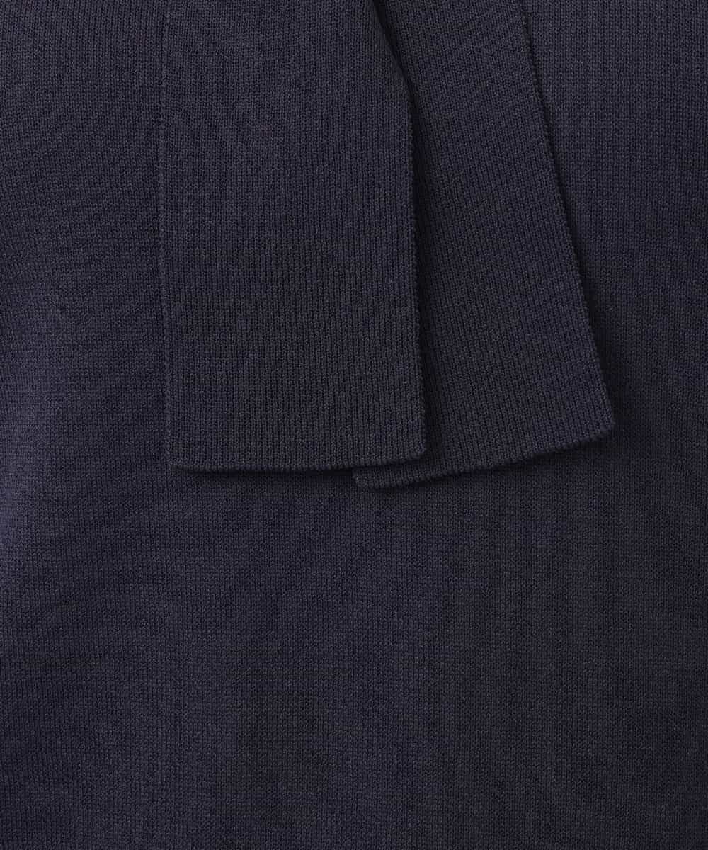 FIFGD20063 OFUON le MK(オフオン　ル　エムケー) ボウタイデザイン六分袖ニット/接触冷感/洗える/WEB限定サイズあり ブルー