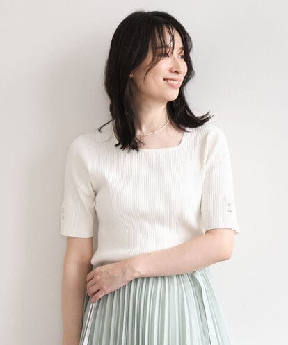 FIFGD26060 OFUON le MK スパークナイロン半袖ニット/洗える/アンサンブル対応/WEB限定サイズあり