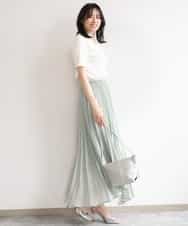 FIFGD26060 OFUON le MK(オフオン　ル　エムケー) スパークナイロン半袖ニット/洗える/アンサンブル対応/WEB限定サイズあり ライトグリーン