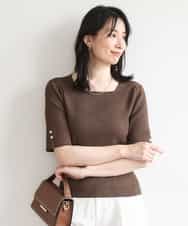 FIFGD26060 OFUON le MK(オフオン　ル　エムケー) スパークナイロン半袖ニット/洗える/アンサンブル対応/WEB限定サイズあり ライトグリーン