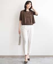 FIFGD26060 OFUON le MK(オフオン　ル　エムケー) スパークナイロン半袖ニット/洗える/アンサンブル対応/WEB限定サイズあり ライトグリーン