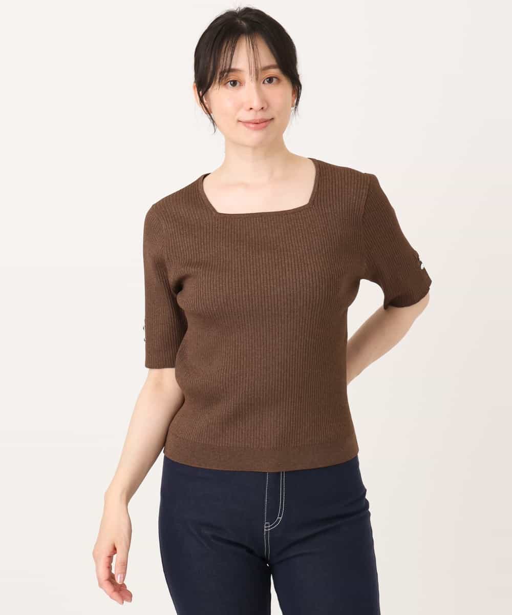 FIFGD26060 OFUON le MK(オフオン　ル　エムケー) スパークナイロン半袖ニット/洗える/アンサンブル対応/WEB限定サイズあり ライトグリーン