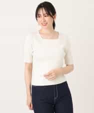 FIFGD26060 OFUON le MK(オフオン　ル　エムケー) スパークナイロン半袖ニット/洗える/アンサンブル対応/WEB限定サイズあり ライトグリーン