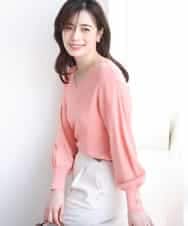 FIFGD43054 OFUON le MK(オフオン　ル　エムケー) ハイゲージVネックニット/接触冷感/UVカット/洗える/WEB限定サイズあり サーモンオレンジ