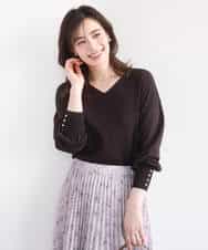 FIFGD43054 OFUON le MK(オフオン　ル　エムケー) ハイゲージVネックニット/接触冷感/UVカット/洗える/WEB限定サイズあり サーモンオレンジ