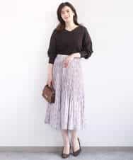 FIFGD43054 OFUON le MK(オフオン　ル　エムケー) ハイゲージVネックニット/接触冷感/UVカット/洗える/WEB限定サイズあり サーモンオレンジ