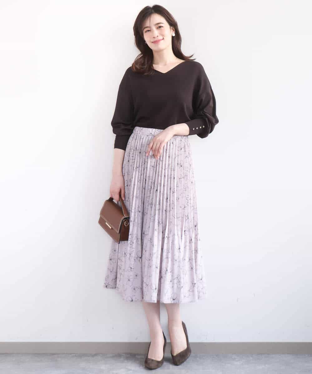 FIFGD43054 OFUON le MK(オフオン　ル　エムケー) ハイゲージVネックニット/接触冷感/UVカット/洗える/WEB限定サイズあり サーモンオレンジ