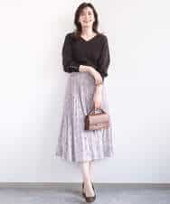 FIFGD43054 OFUON le MK(オフオン　ル　エムケー) ハイゲージVネックニット/接触冷感/UVカット/洗える/WEB限定サイズあり サーモンオレンジ