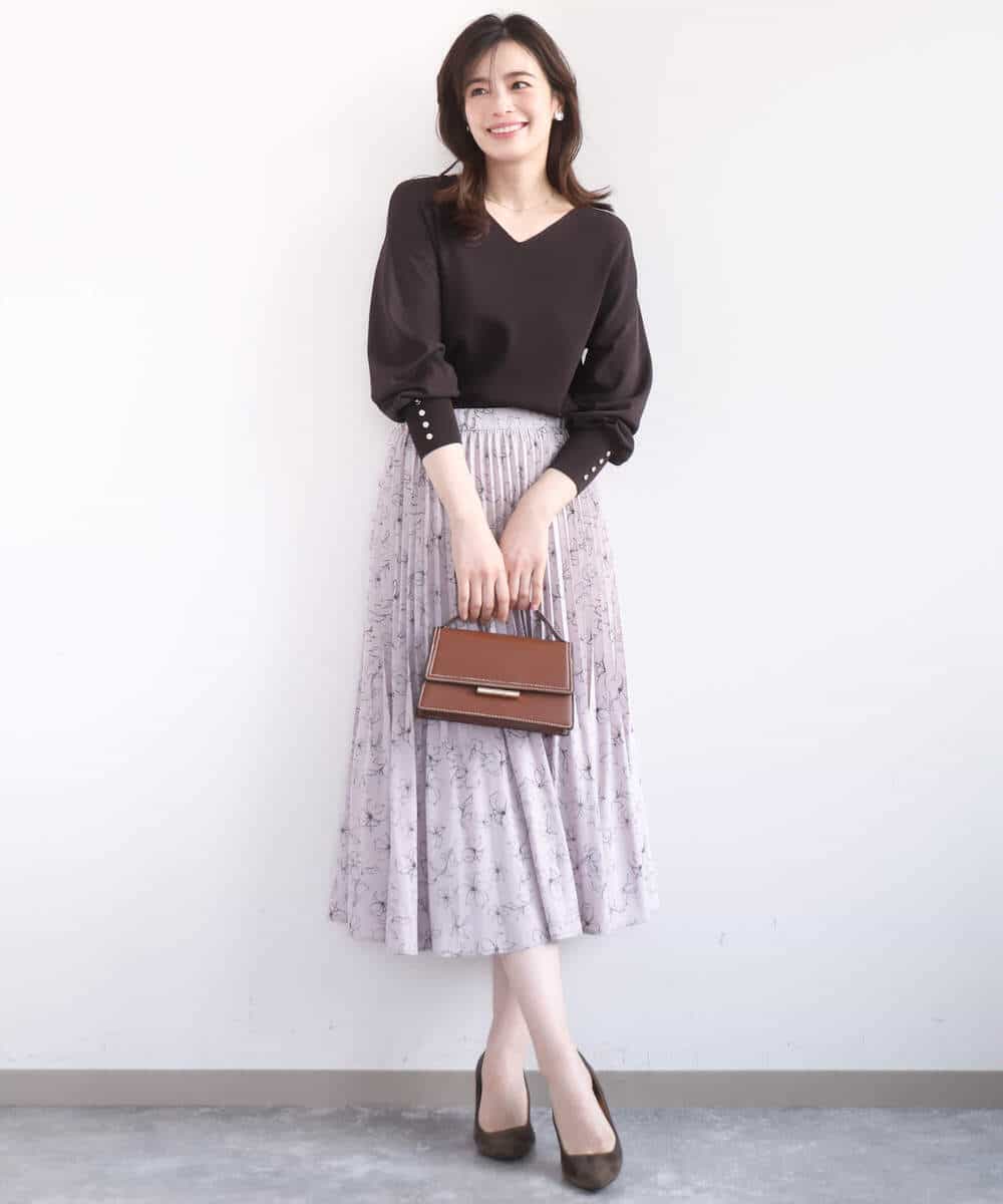 FIFGD43054 OFUON le MK(オフオン　ル　エムケー) ハイゲージVネックニット/接触冷感/UVカット/洗える/WEB限定サイズあり サーモンオレンジ