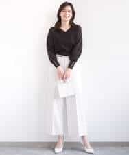 FIFGD43054 OFUON le MK(オフオン　ル　エムケー) ハイゲージVネックニット/接触冷感/UVカット/洗える/WEB限定サイズあり サーモンオレンジ