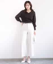 FIFGD43054 OFUON le MK(オフオン　ル　エムケー) ハイゲージVネックニット/接触冷感/UVカット/洗える/WEB限定サイズあり サーモンオレンジ