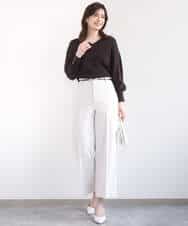 FIFGD43054 OFUON le MK(オフオン　ル　エムケー) ハイゲージVネックニット/接触冷感/UVカット/洗える/WEB限定サイズあり サーモンオレンジ