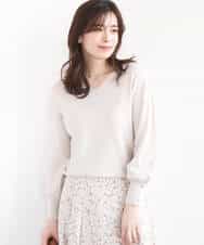 FIFGD43054 OFUON le MK(オフオン　ル　エムケー) ハイゲージVネックニット/接触冷感/UVカット/洗える/WEB限定サイズあり サーモンオレンジ