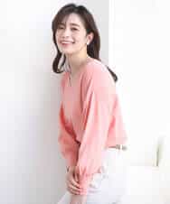 FIFGD43054 OFUON le MK(オフオン　ル　エムケー) ハイゲージVネックニット/接触冷感/UVカット/洗える/WEB限定サイズあり サーモンオレンジ