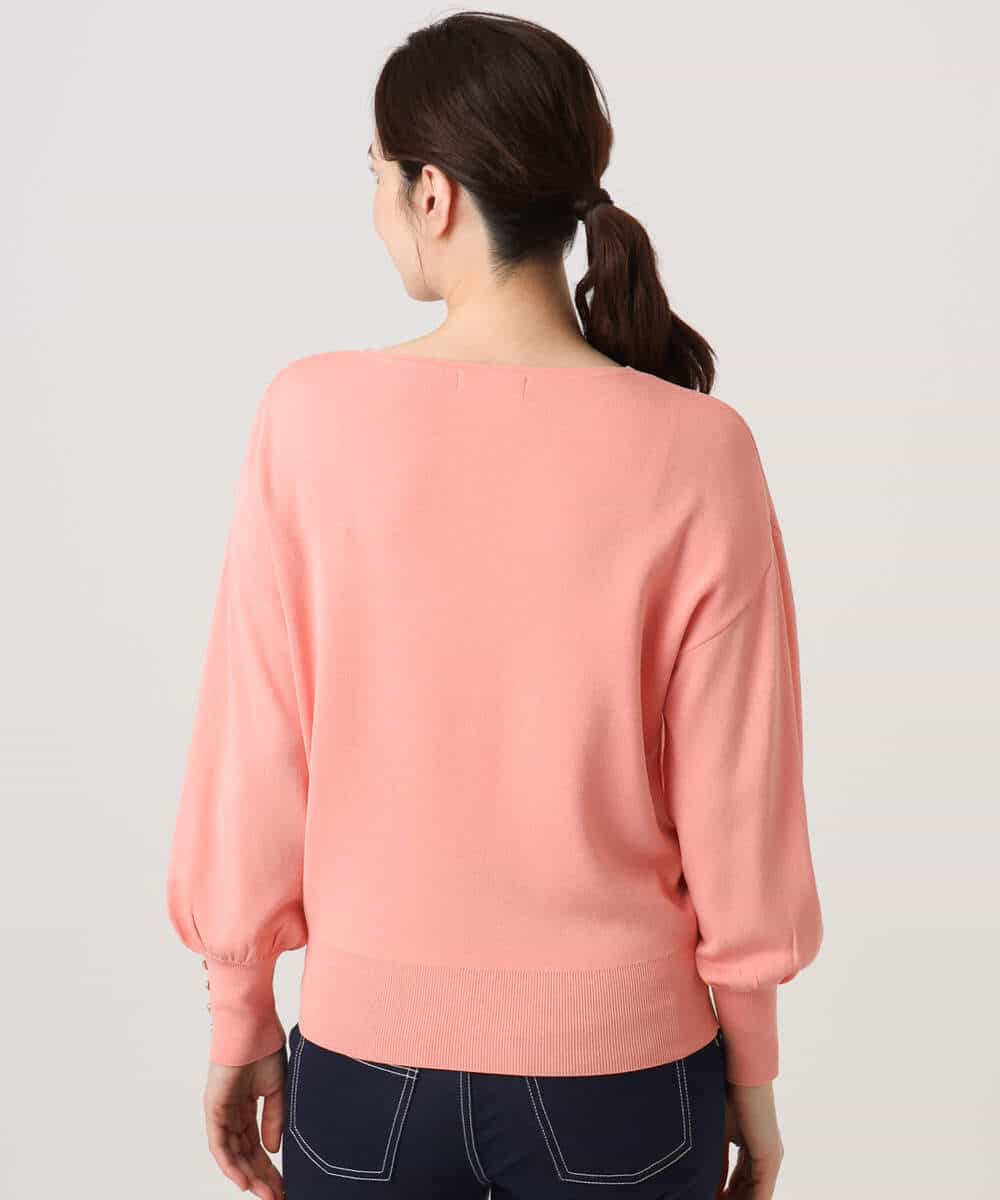 FIFGD43054 OFUON le MK(オフオン　ル　エムケー) ハイゲージVネックニット/接触冷感/UVカット/洗える/WEB限定サイズあり サーモンオレンジ