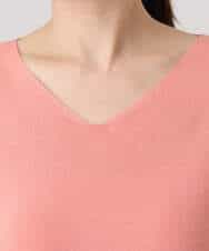 FIFGD43054 OFUON le MK(オフオン　ル　エムケー) ハイゲージVネックニット/接触冷感/UVカット/洗える/WEB限定サイズあり サーモンオレンジ