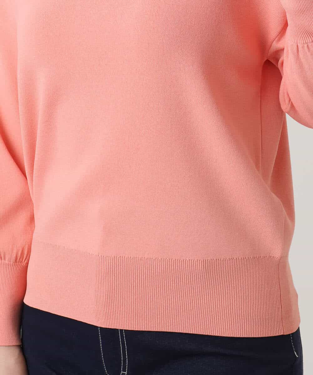 FIFGD43054 OFUON le MK(オフオン　ル　エムケー) ハイゲージVネックニット/接触冷感/UVカット/洗える/WEB限定サイズあり サーモンオレンジ