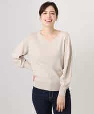 FIFGD43054 OFUON le MK(オフオン　ル　エムケー) ハイゲージVネックニット/接触冷感/UVカット/洗える/WEB限定サイズあり サーモンオレンジ